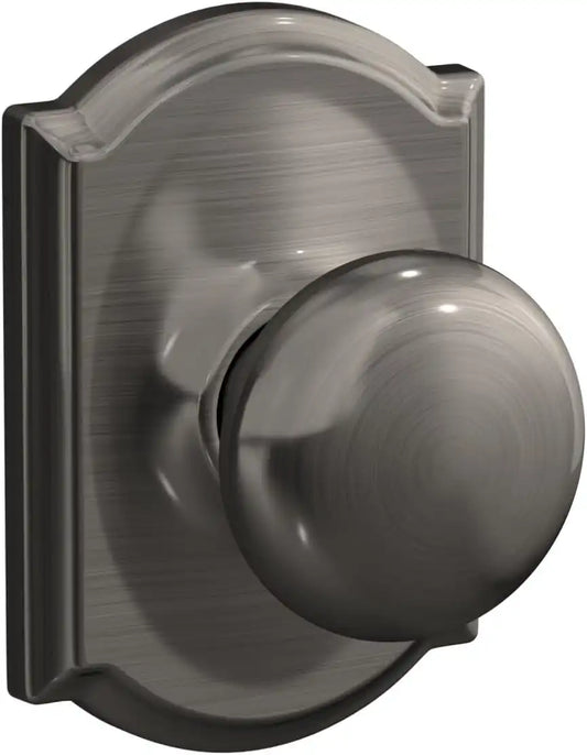 Schlage F10 PLY 620 CAM Camelot Collection Plymouth Passage Knob, Antique Pewter