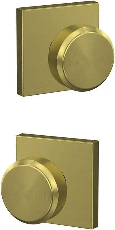 SCHLAGE Custom FC21 BWE 608 COL Bowery Knob with Collins Trim Hall-Closet and Bed-Bath Lock, Satin Brass