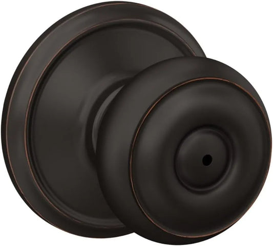 Schlage F40 GEO 716 Georgian Door Knob, Bed & Bath Privacy Lock, Aged Bronze