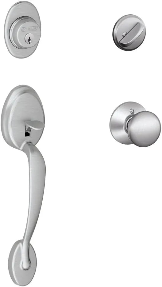 Plymouth Single Cylinder Handleset and Plymouth Knob, Satin Chrome (F60 PLY 626)