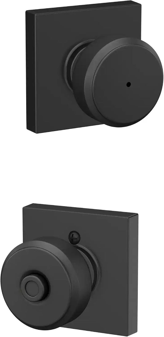 SCHLAGE Bowery Bed/Bath Privacy Door Knob with Lock, Matte Black