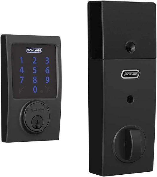 SCHLAGE BE469ZP CEN 622 Connect Smart Deadbolt with alarm with Century Trim in Matte Black, Z-Wave Plus enabled