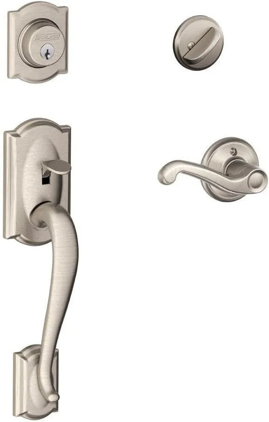 Schlage Lock Company F60CAM619FLA(RH) Schlage Camelot Active Door Handle Set with Flair Right Hand Interior, Satin Nickel