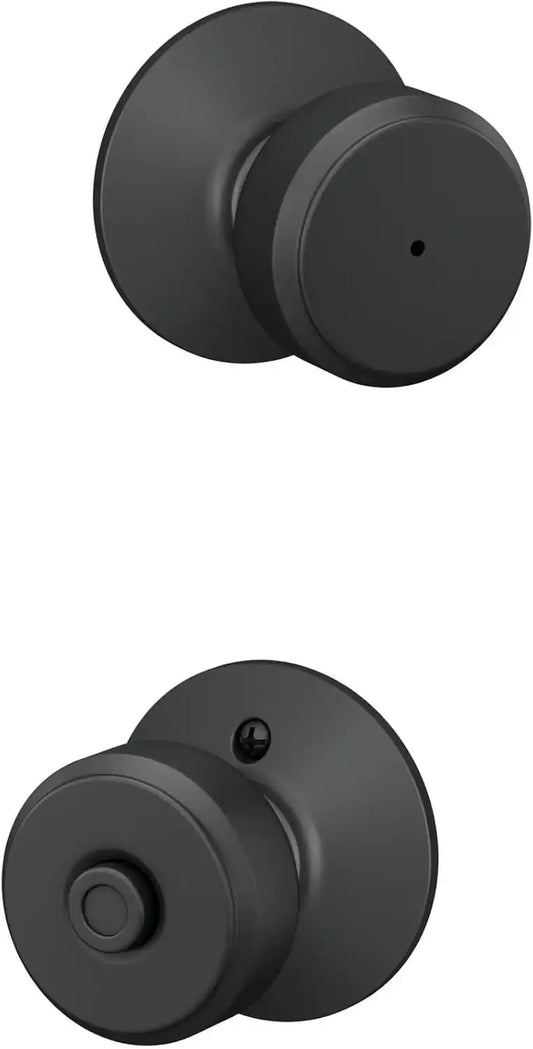 Schlage Bowery Bed/Bath Privacy Door Knob with Lock, Matte Black