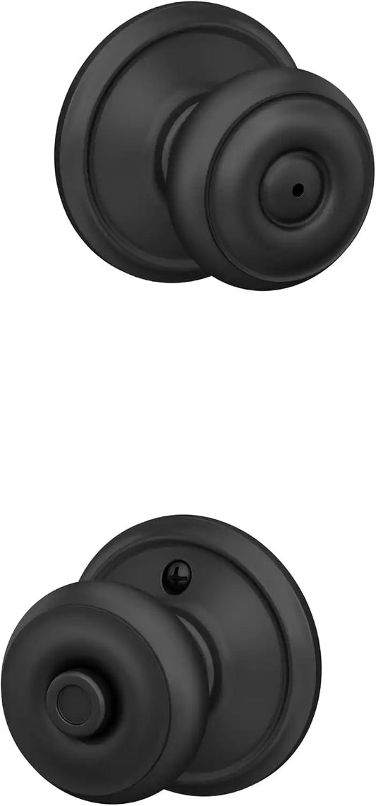 Schlage Georgian Bed/Bath Privacy Door Knob with Lock, Matte Black