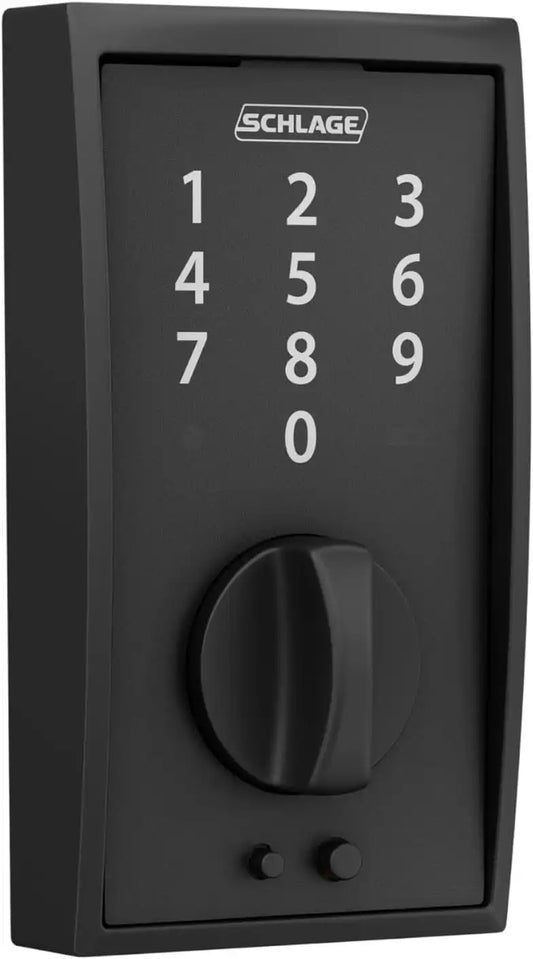 Schlage Touch Electronic Deadbolt Lock with Century Trim, Matte Black