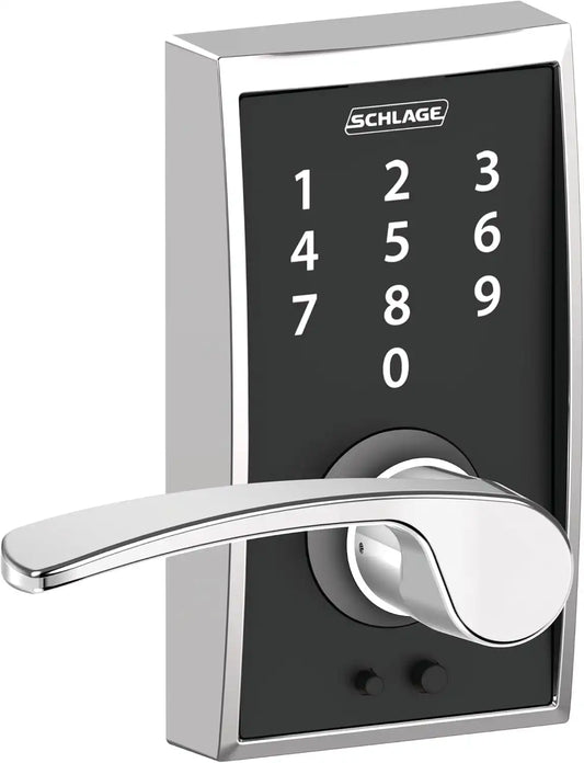 Schlage Touch Century Lock with Merano Lever (Bright Chrome) FE695 CEN 625 MER