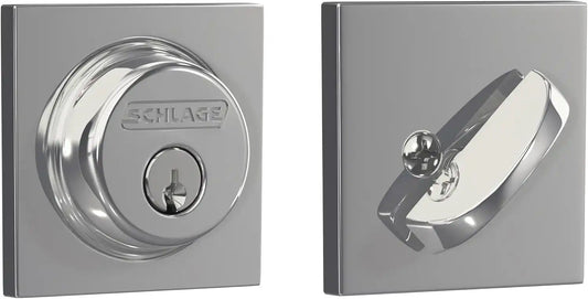 Schlage Collins Single Cylinder Front Door Deadbolt, Bright Chrome