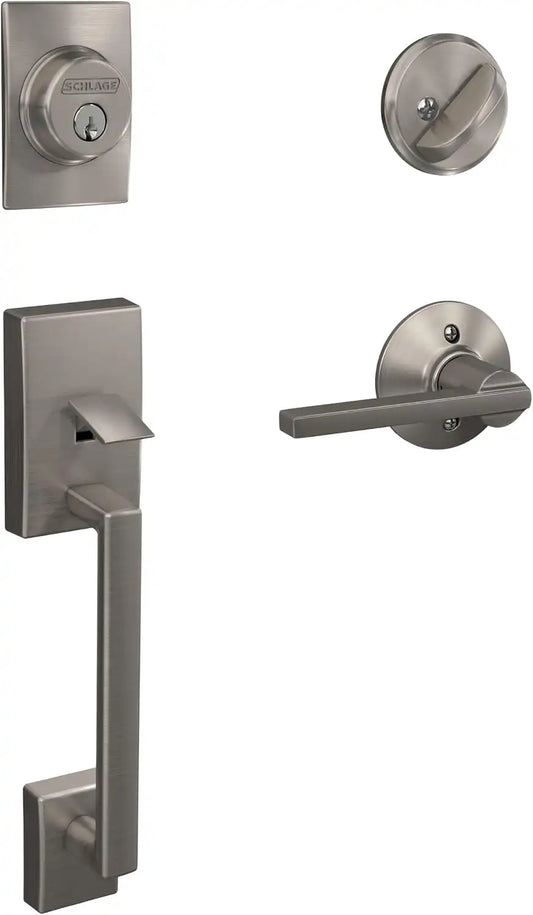 SCHLAGE Front Door Entry Handleset, Latitude Lever, Satin Nickel