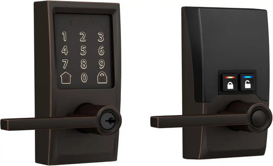 Schlage Encode Smart WiFi Lock, Lever Handle, Century Trim, Aged Bronze