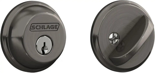 Schlage Single Cylinder Front Door Deadbolt, Antique Pewter