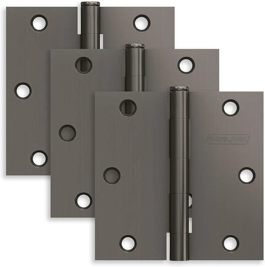 Schlage 3.5" Door Hinge with Square Corner Door Hinge in Black Stainless (3-Pack)