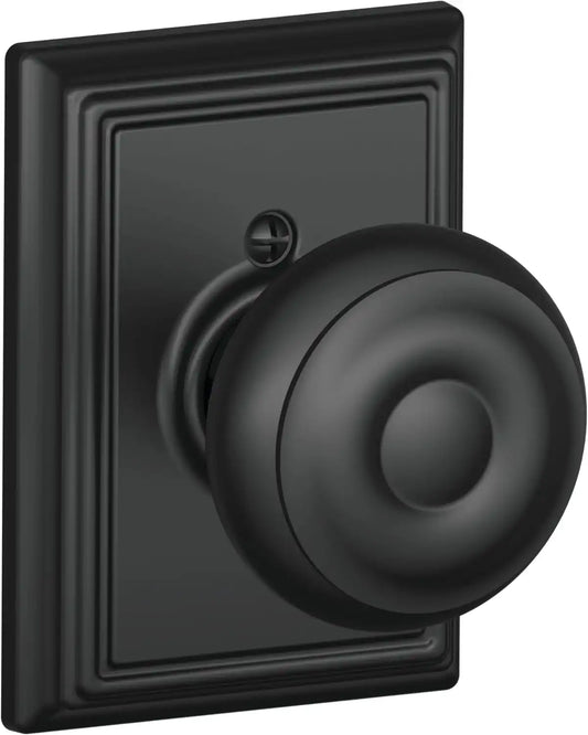 Schlage F170 GEO 622 ADD Georgian Door Knob with Addison Trim, One Sided Non-Turning Dummy Door Handle, Matte Black