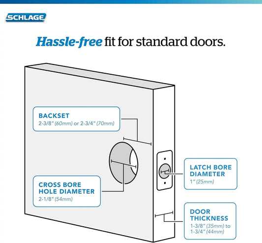 SCHLAGE Andover Hall/Closet Passage Door Knob, Satin Nickel