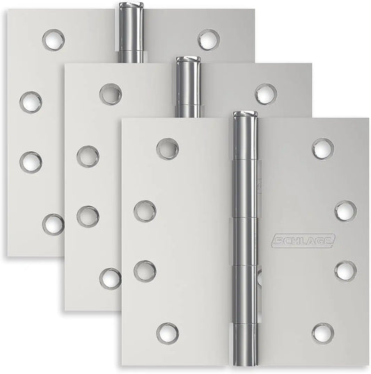 Schlage 4" Door Hinge with Square Corner in Bright Chrome (3-Pack)