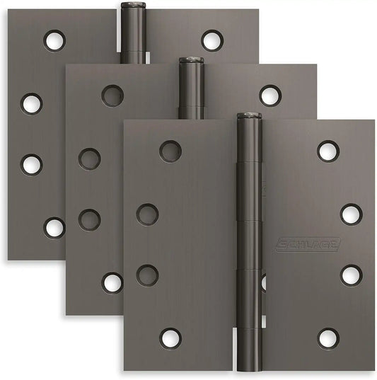 Schlage 4" Door Hinge with Square Corner Door Hinge in Black Stainless (3-Pack)