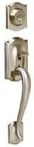 Schlage F58CAM619 Satin Nickel F Series Camelot Exterior Active Handleset - Outside Grip & Deadbolt Trim of F60; Order with F59 for Complete Handleset ANSI A156.2 Grade 2 1 5/8" - 1 3/4" Door Range Schlage C Keyway 5 Pin Cylinder Lifetime Mechanical