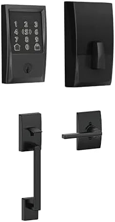 Schlage Encode Plus Wi-Fi Smart Lock with Century Handleset Entry Set for Front Door, Unlock with Apple Watch, Matte Black
