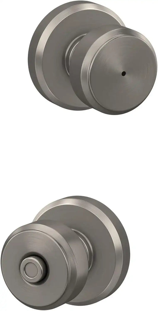 Schlage Bowery Bed/Bath Privacy Door Knob with Lock, Satin Nickel