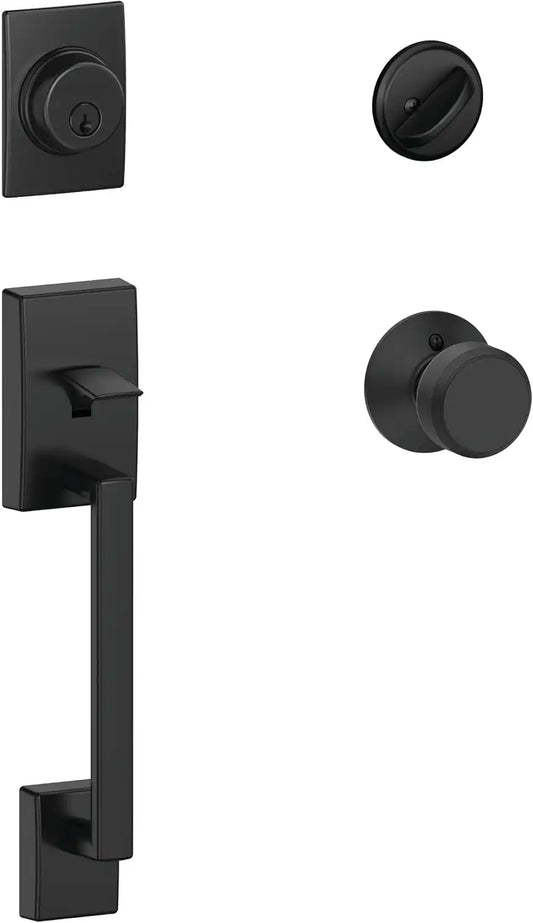 Schlage F60 V CEN 622 BWE Century Single Cylinder Handleset and Bowery X Greyson, Matte Black