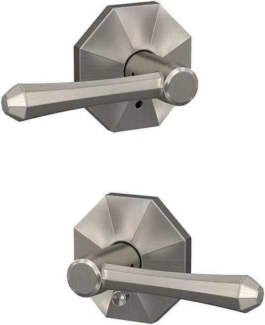 Schlage Custom FC21 DMP 619 RWD Dempsey Lever with Rosewood Trim Hall-Closet and Bed-Bath Lock, Satin Nickel