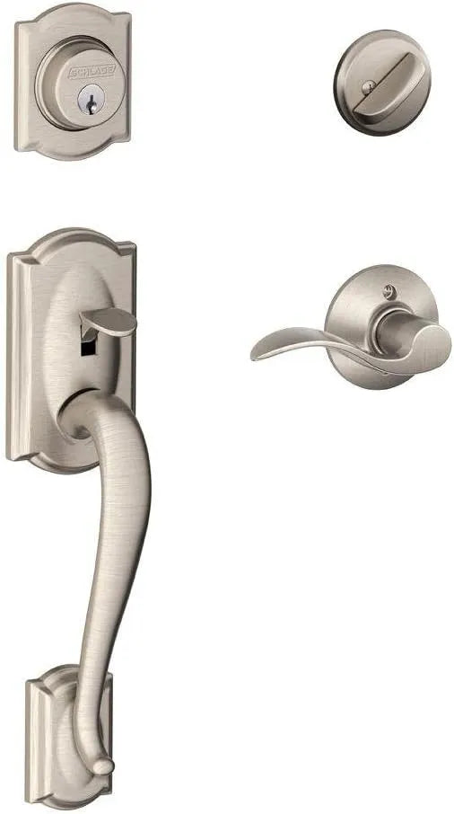 SCHLAGE Front Door Entry Handleset, Accent Lever, Satin Nickel