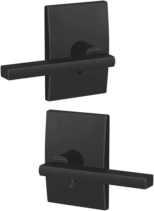 Schlage Custom FC21 LAT 622 CEN Latitude Lever with Century Trim Hall-Closet and Bed-Bath Lock, Matte Black