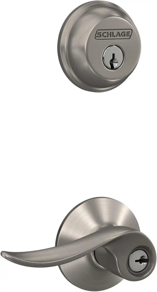 Schlage FB50N V SAC 619 Single Cylinder Deadbolt and Keyed Entry Sacramento Lever, Satin Nickel