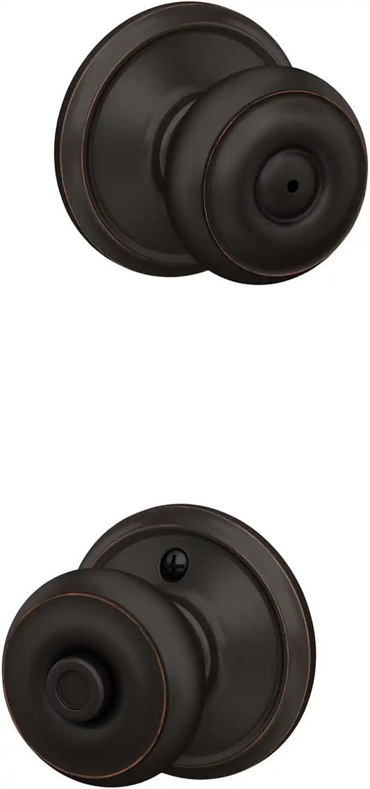 Schlage F40 GEO 716 Georgian Door Knob, Bed & Bath Privacy Lock, Aged Bronze