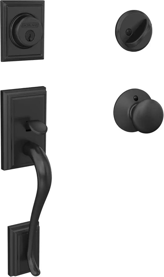 Schlage Front Door Entry Handleset, Plymouth Knob, Matte Black