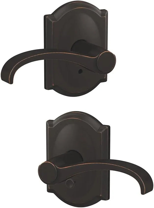 Schlage Custom FC21 WIT 716 CAM Whitney Lever with Camelot Trim Hall-Closet and Bed-Bath Lock, Aged Bronze