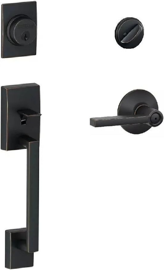 Schlage Lock Company F60CEN716LAT Schlage Century Active Door Handle Set with Latitude Interior, Aged Bronze
