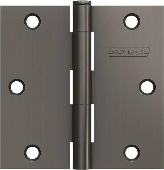 Schlage 3.5" Door Hinge with Square Corner Door Hinge in Black Stainless (3-Pack)