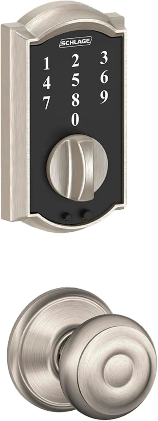 Schlage BE375 CAM 619 Touch Camelot Deadbolt, Electronic Keyless Entry Lock, Satin Nickel