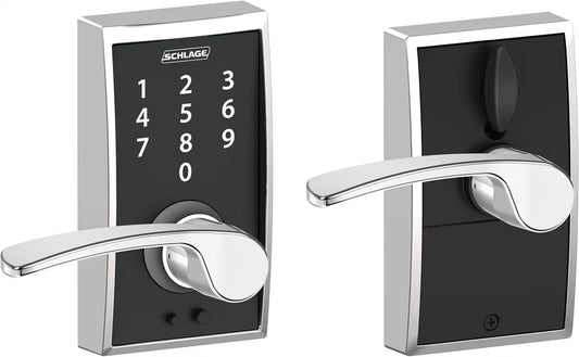 Schlage Touch Century Lock with Merano Lever (Bright Chrome) FE695 CEN 625 MER