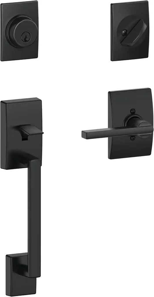 SCHLAGE Century Front Door Entry Handleset, Latitude Lever, Matte Black