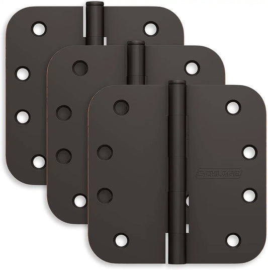 Schlage 4" Door Hinge with 5/8" Radius Round Corner in Aged Bronze (3-Pack)