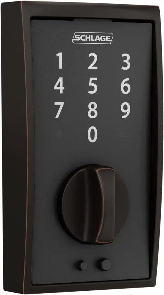 Schlage Touch Electronic Deadbolt Lock with Century Trim, Aged Bronze