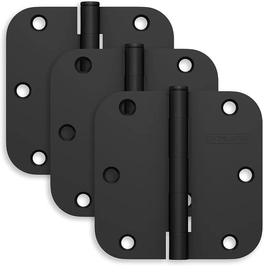 Schlage 3.5" Door Hinge with 5/8" Radius Round Corner in Matte Black (3-Pack)