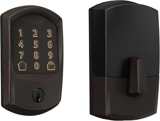 Schlage Encode Smart WiFi Deadbolt Lock with Greenwich Trim, Aged Bronze