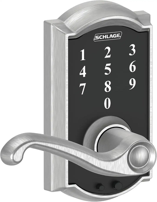 Schlage Touch Electronic Lock, Lever Handle, Camelot Trim, Satin Chrome