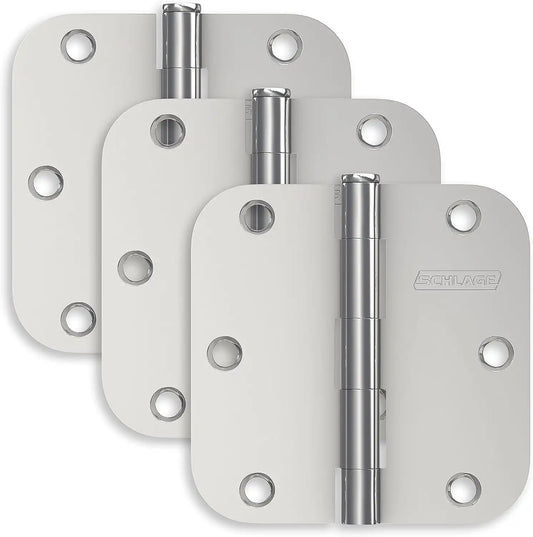 Schlage 3.5" Door Hinge with 5/8" Radius Round Corner in Bright Chrome (3-Pack)