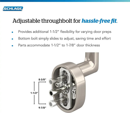 SCHLAGE Front Door Entry Handleset, Plymouth Knob, Satin Nickel