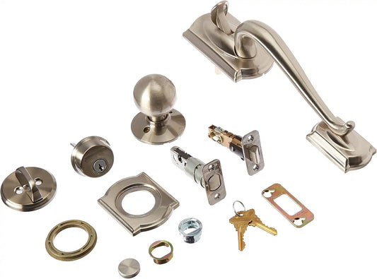 Schlage F60CAM619ORB Camelot Active Door Handleset with Orbit Interior, Satin Nickel