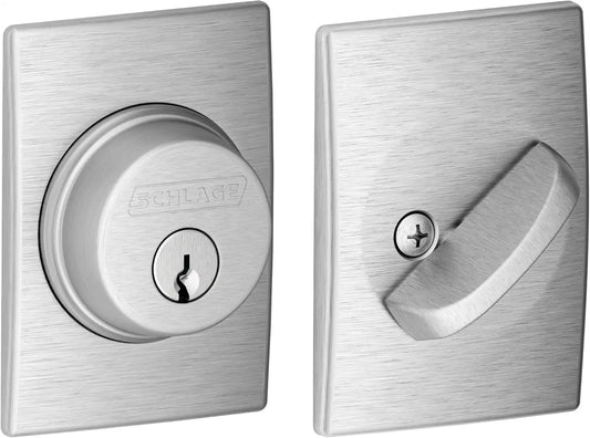 Schlage Century Single Cylinder Front Door Deadbolt, Satin Chrome